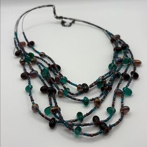 Glass 6 Multi Layer Beaded Necklace 14-16”